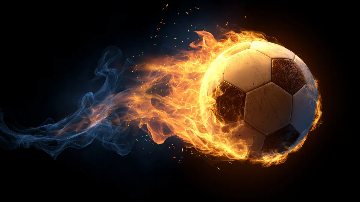 Fiery Soccer Ball Mural Wallpaper — High-Speed Sports Wall Art Mural Wallpaper - room preview 04