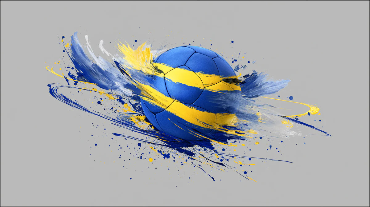 Dynamic Soccer Motion Mural Wallpaper — Blue and Yellow Action Art Mural Wallpaper - room preview 04