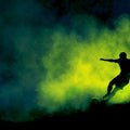 Neon Soccer Silhouette Mural Wallpaper — Electric Smoke Aesthetic Mural Wallpaper - room preview 04