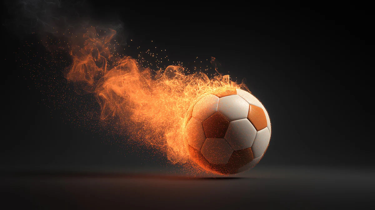 Flaming Soccer Ball Mural Wallpaper — High Energy Sports Motion Art Mural Wallpaper - room preview 04