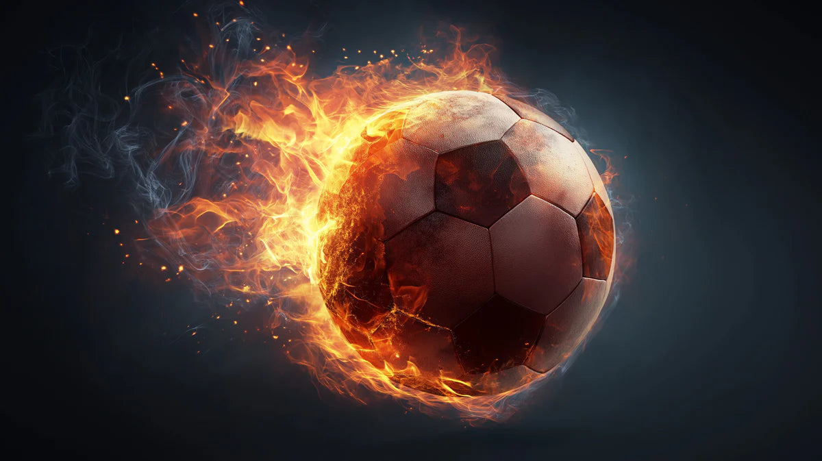 Fiery Soccer Ball Mural Wallpaper — High-Energy Athletic Decor Mural Wallpaper - room preview 04
