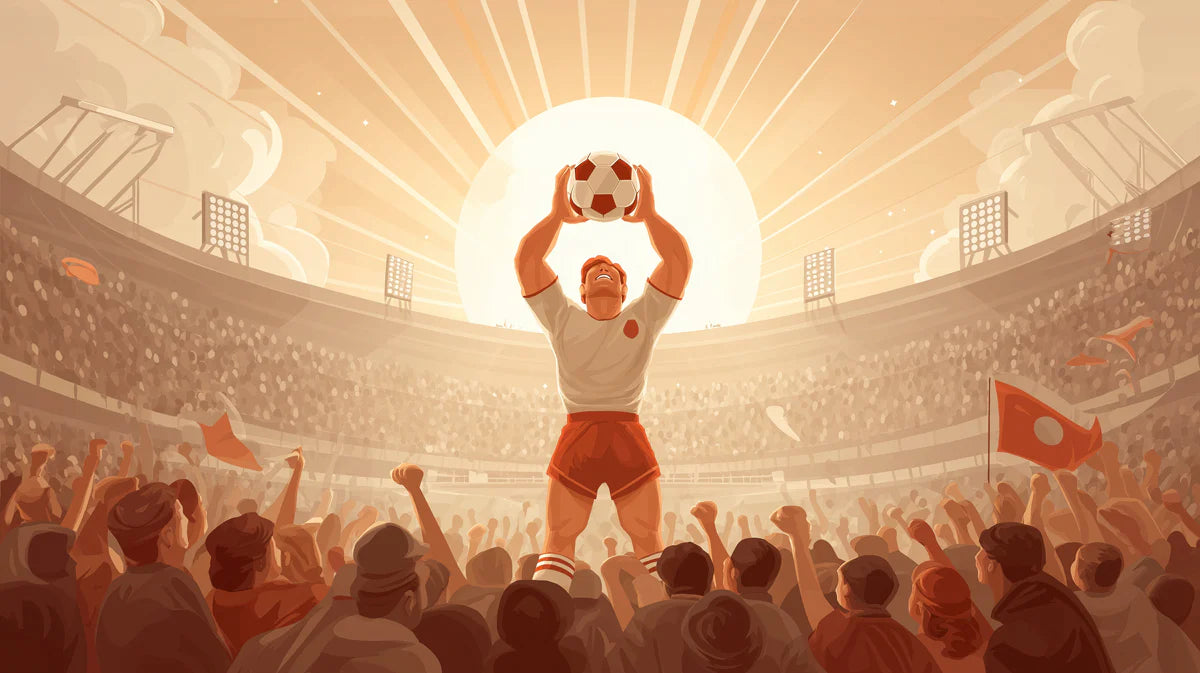 Triumphant Stadium Athlete Mural Wallpaper — Vintage Sports Illustration Mural Wallpaper - room preview 04