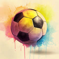Watercolor Soccer Ball Mural Wallpaper — Artistic Pastel Sports Art Mural Wallpaper - room preview 04