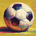 Abstract Cubist Soccer Ball Mural Wallpaper in Ochre and Primary Tones Mural Wallpaper - room preview 04