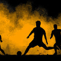 Soccer Action Mural Wallpaper — Dynamic Silhouette and Smoke Burst Mural Wallpaper - room preview 04