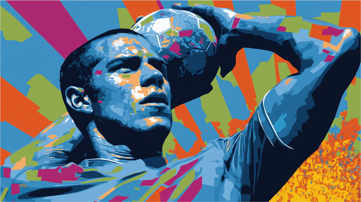 Dynamic Footballer Pop Art Mural Wallpaper — Vivid Graphic Portrait Mural Wallpaper - room preview 04