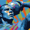 Dynamic Footballer Pop Art Mural Wallpaper — Vivid Graphic Portrait Mural Wallpaper - room preview 04