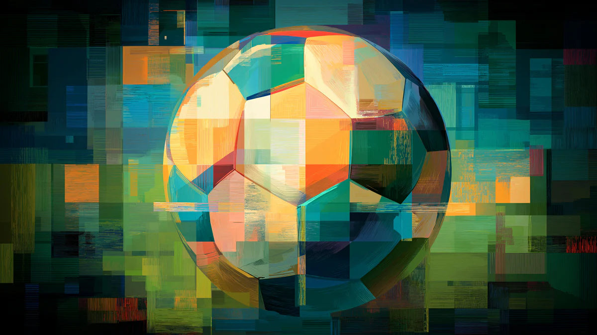 Glitch Soccer Ball Mural Wallpaper — Digital Abstract Art Mural Wallpaper - room preview 04