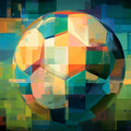 Glitch Soccer Ball Mural Wallpaper — Digital Abstract Art Mural Wallpaper - room preview 04
