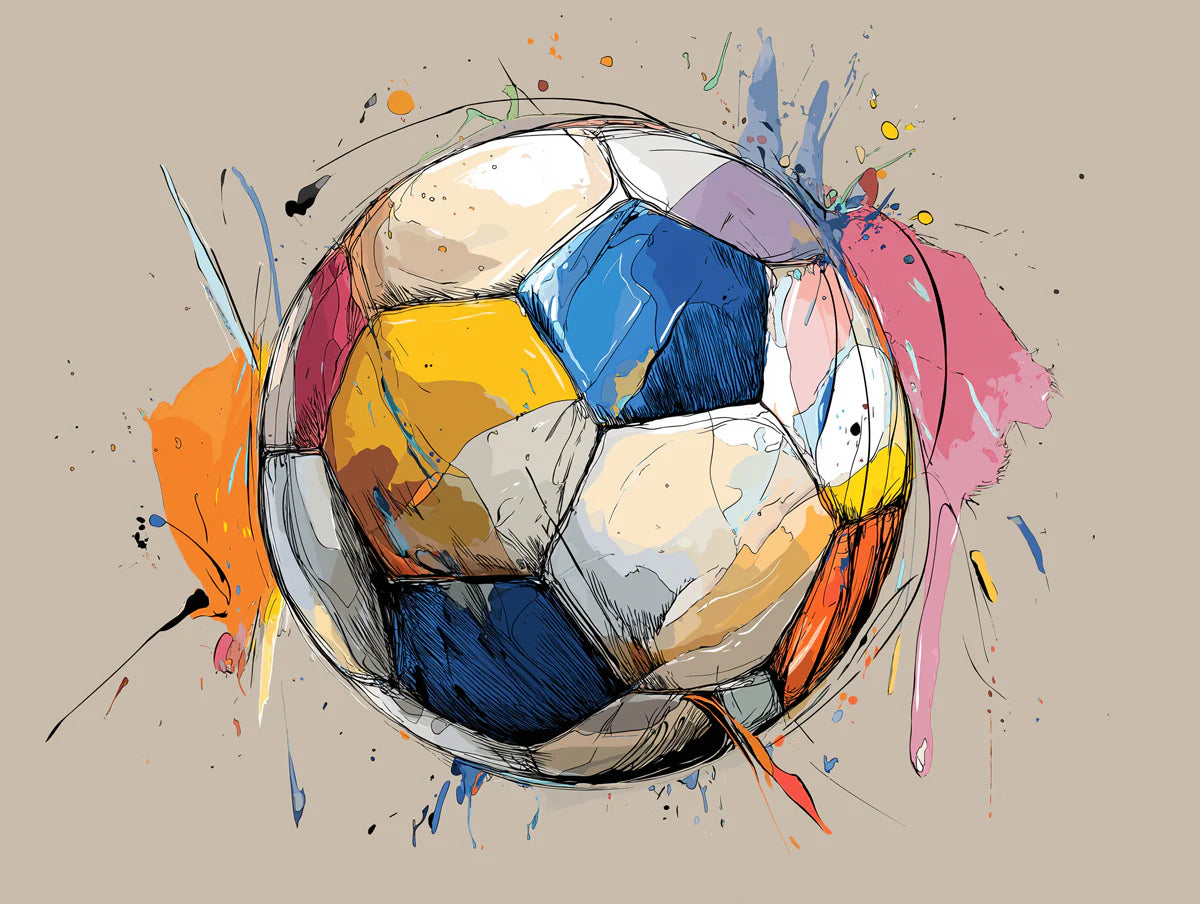 Abstract Soccer Ball Mural Wallpaper — Vibrant Sketch Art Mural Wallpaper - room preview 04
