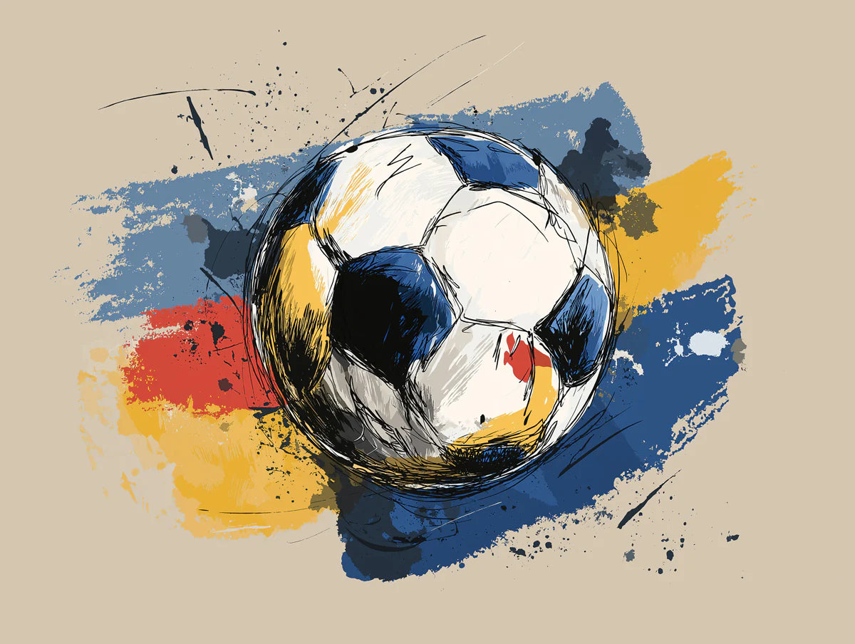 Soccer Ball Sketch Mural Wallpaper — Artistic Sport Wall Decor Mural Wallpaper - room preview 04