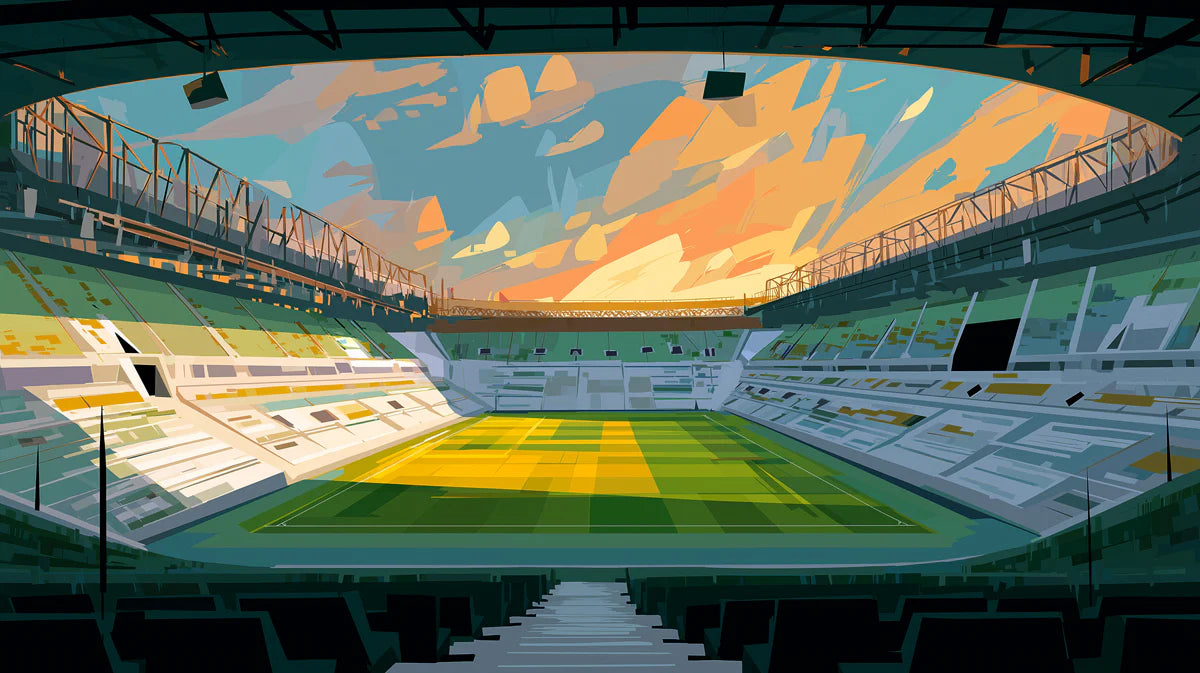 Sunrise Stadium Abstract Mural Wallpaper — Painterly Sport Motif Mural Wallpaper - room preview 04