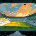 Sunrise Stadium Abstract Mural Wallpaper — Painterly Sport Motif Mural Wallpaper - room preview 04