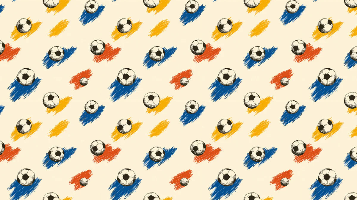 Retro Soccer Sketch Mural Wallpaper —Playful Sports Motif Mural Wallpaper - room preview 04