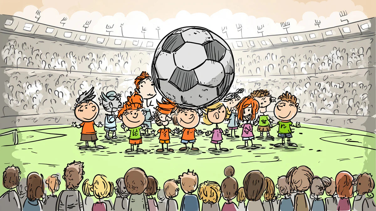 Soccer Stadium Kids Sketch Mural Wallpaper — Whimsical Cartoon Mural Wallpaper - room preview 04