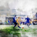 Watercolor Soccer Pitch Mural Wallpaper — Fluid Athletic Art Mural Wallpaper - room preview 04