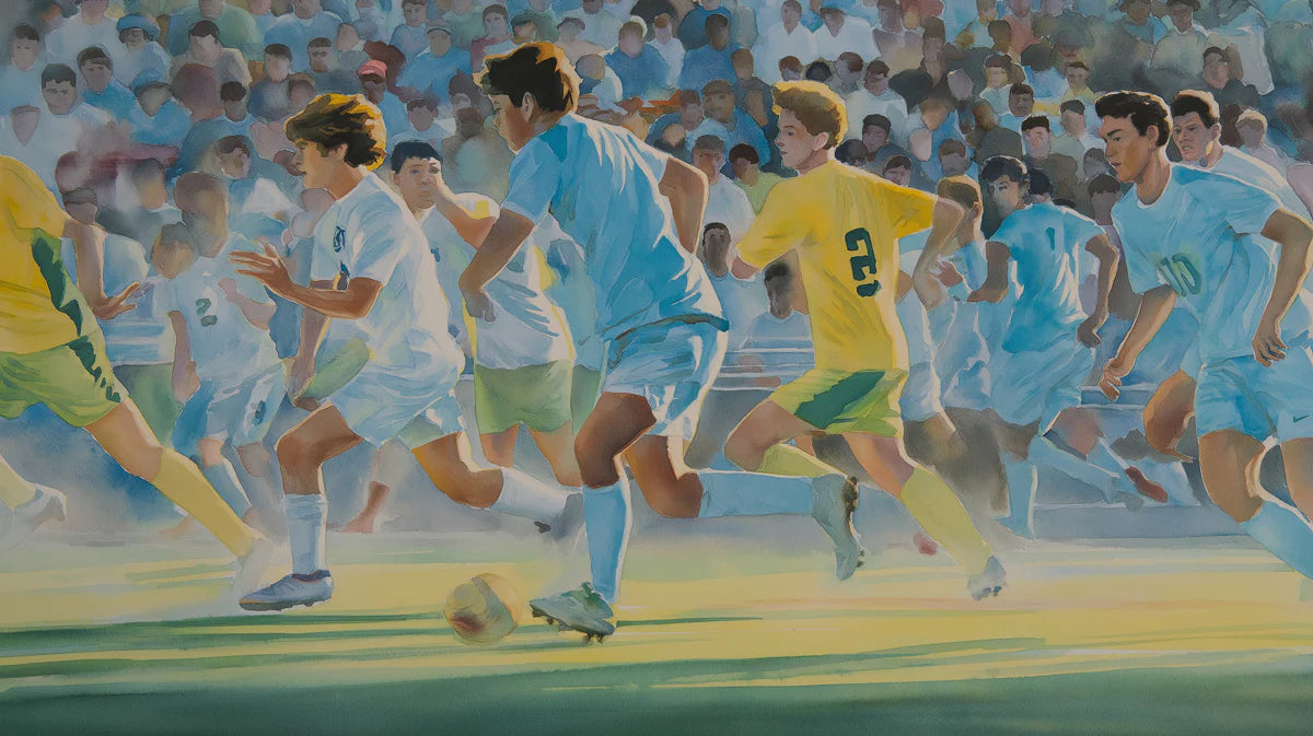 Watercolor Soccer Match Mural Wallpaper — Impressionist Sports Art Mural Wallpaper - room preview 04