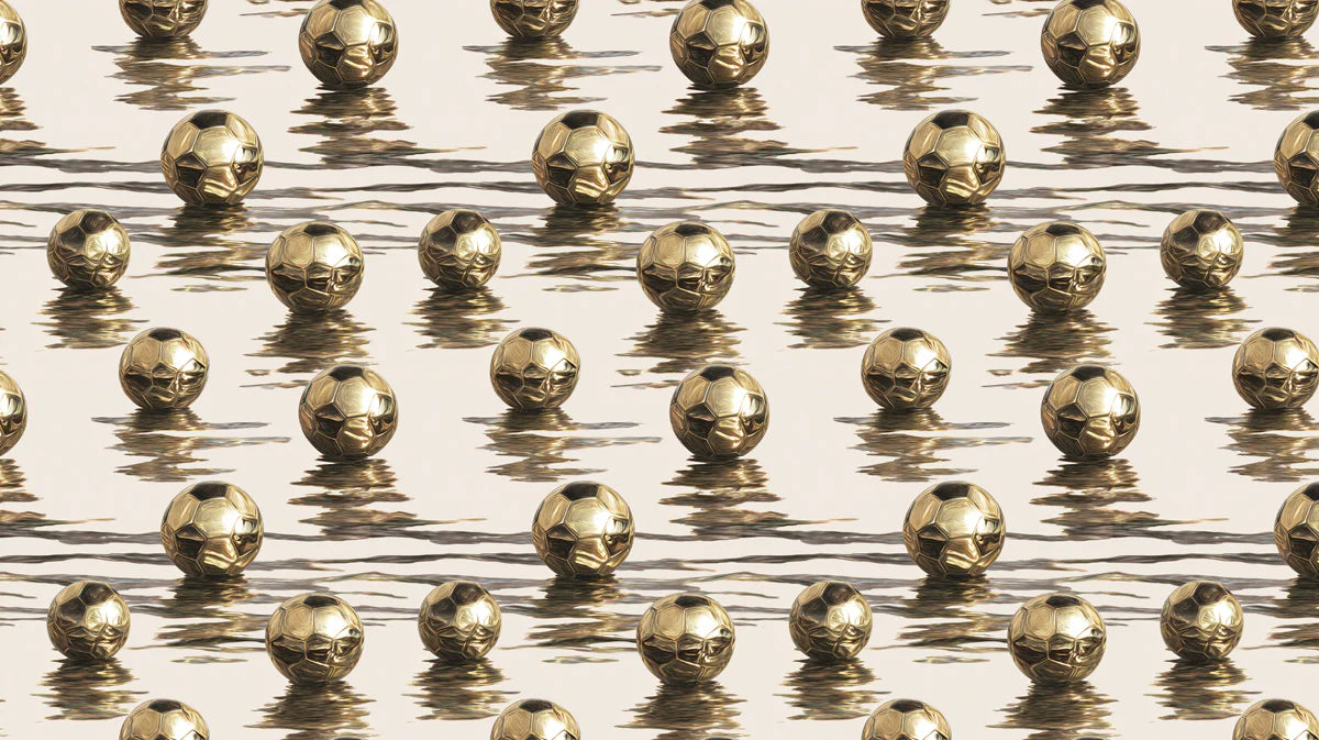 Metallic Gold Soccer Ball Pattern Mural Wallpaper — Luxe Liquid Mural Wallpaper - room preview 04