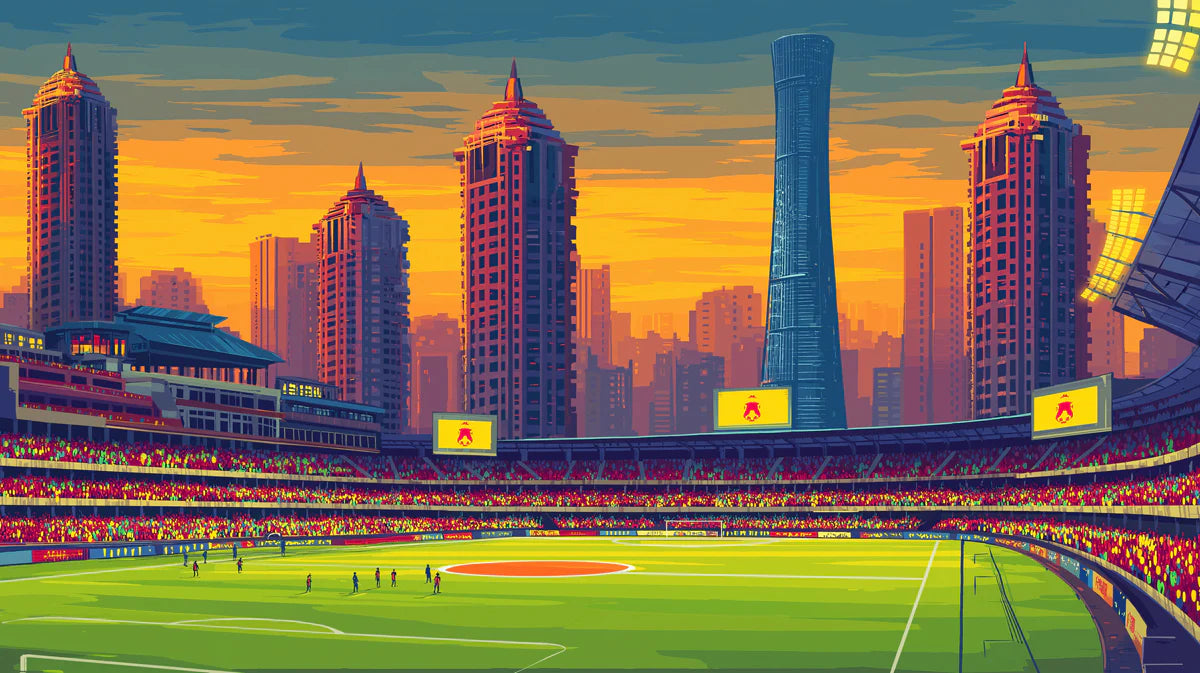 Metropolitan Stadium Skyline Mural Wallpaper —Sunset Pop Art Design Mural Wallpaper - room preview 04