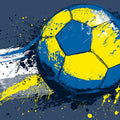 Dynamic Grunge Soccer Ball Mural Wallpaper in Blue and Yellow Mural Wallpaper - room preview 04