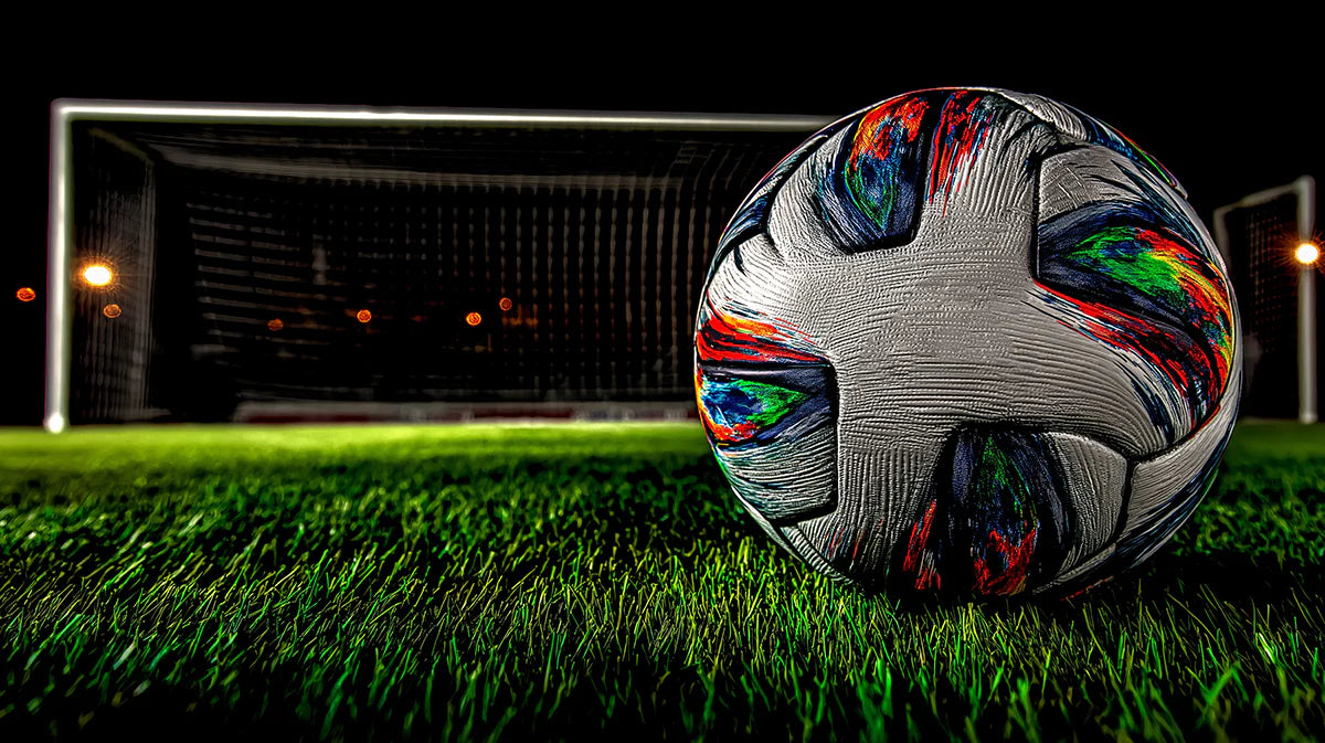 Abstract Soccer Ball Night Match Mural Wallpaper — Sport Art Mural Wallpaper - room preview 04
