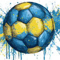 Sketch Soccer Ball Mural Wallpaper — Vibrant Blue and Yellow Art Mural Wallpaper - room preview 04