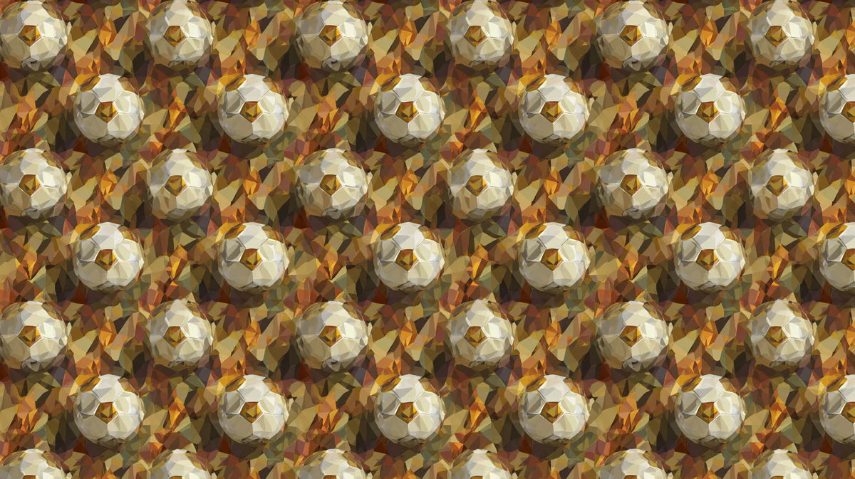 Geometric Golden Soccer Ball Mural Wallpaper — Abstract Sport Motif Mural Wallpaper - room preview 04