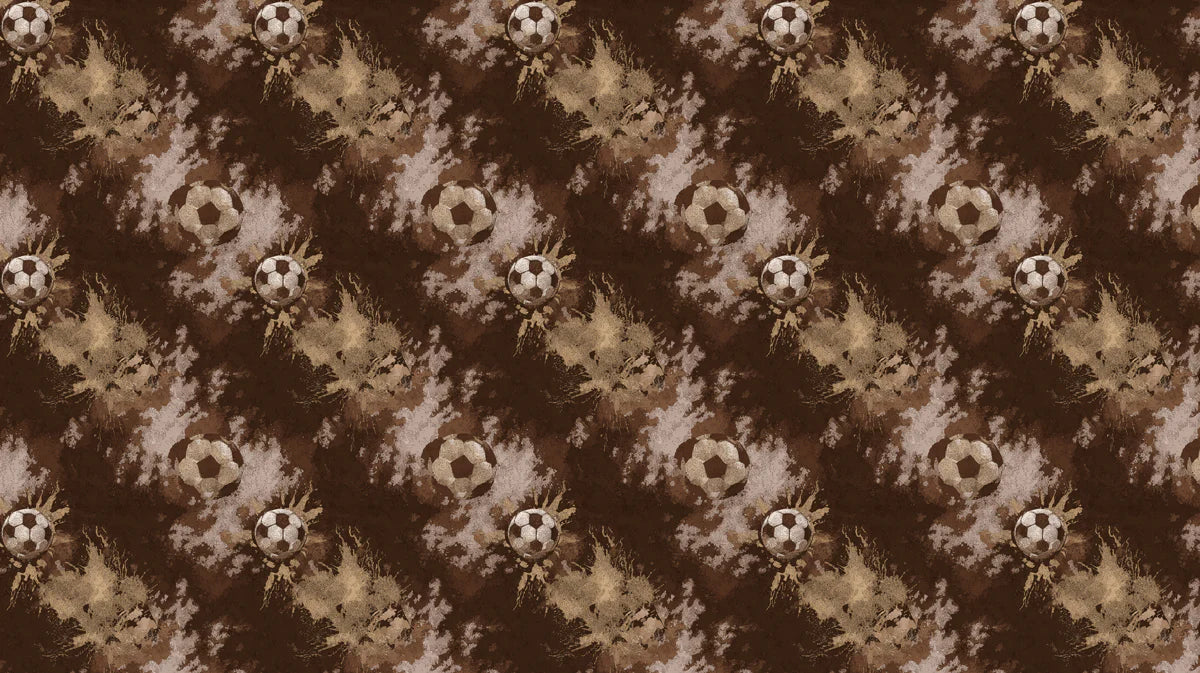 Distressed Sepia Soccer Mural Wallpaper — Grunge Sports Pattern Mural Wallpaper - room preview 04