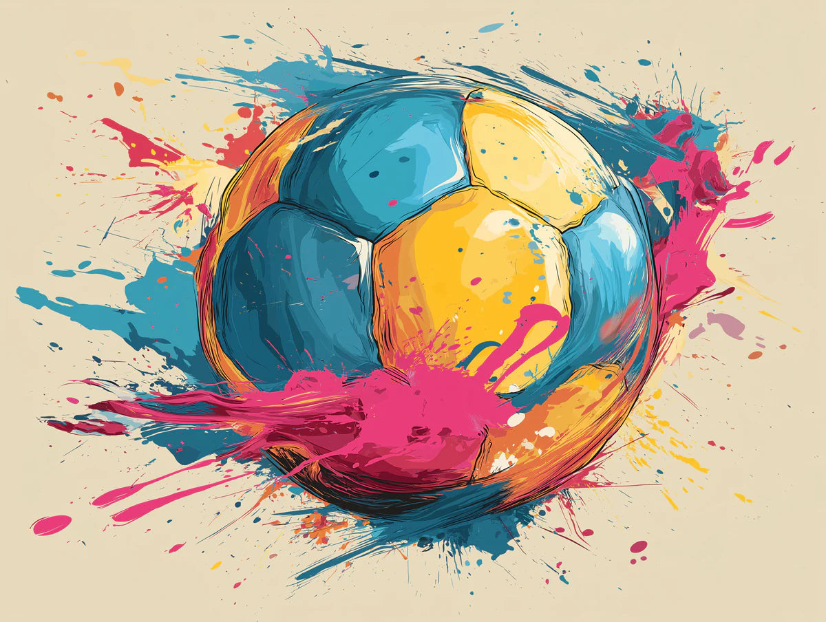 Abstract Soccer Ball Mural Wallpaper with Splatter Paint Motifs Mural Wallpaper - room preview 04