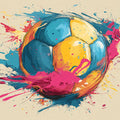 Abstract Soccer Ball Mural Wallpaper with Splatter Paint Motifs Mural Wallpaper - room preview 04