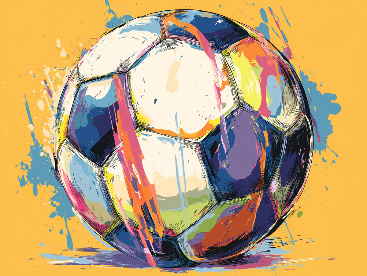 Abstract Soccer Ball Mural Wallpaper — Vibrant Splatter Art Design Mural Wallpaper - room preview 04