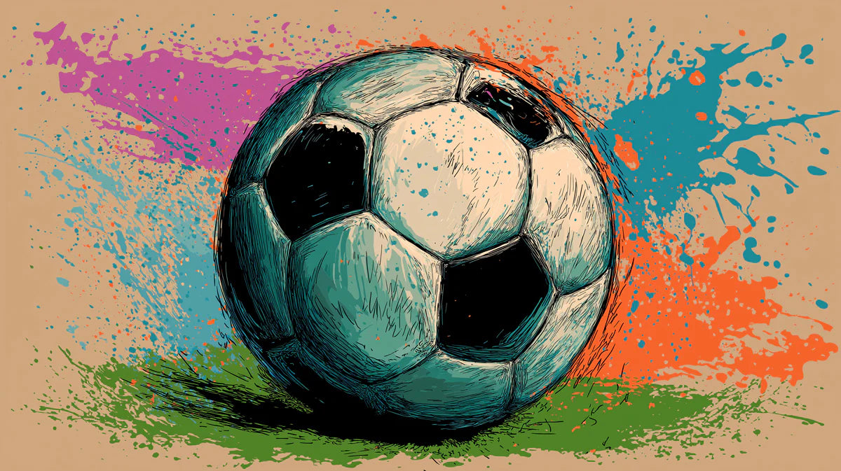 Urban Soccer Sketch Mural Wallpaper — Energetic Grunge Style Mural Wallpaper - room preview 04