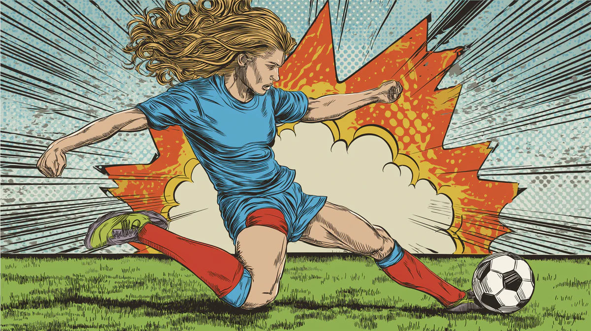 Female Soccer Player Comic Art Mural Wallpaper — Pop Art Action Mural Wallpaper - room preview 04