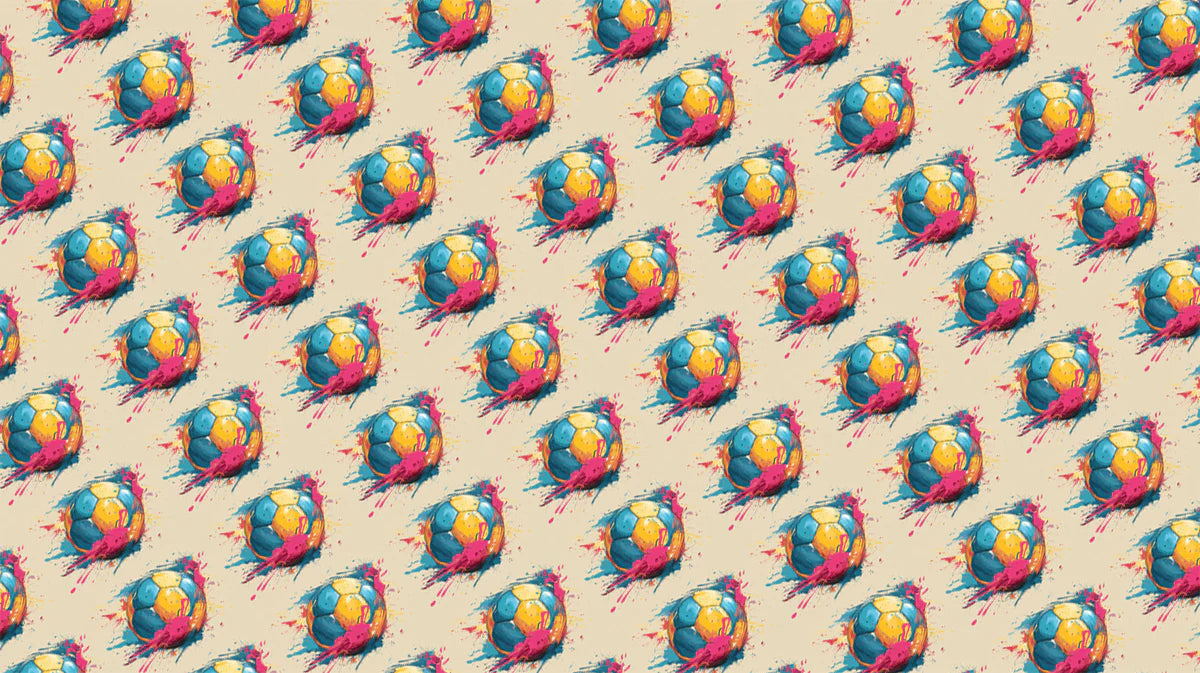 Sporty Soccer Ball Mural Wallpaper —Vibrant Retro Sketch Print Mural Wallpaper - room preview 04