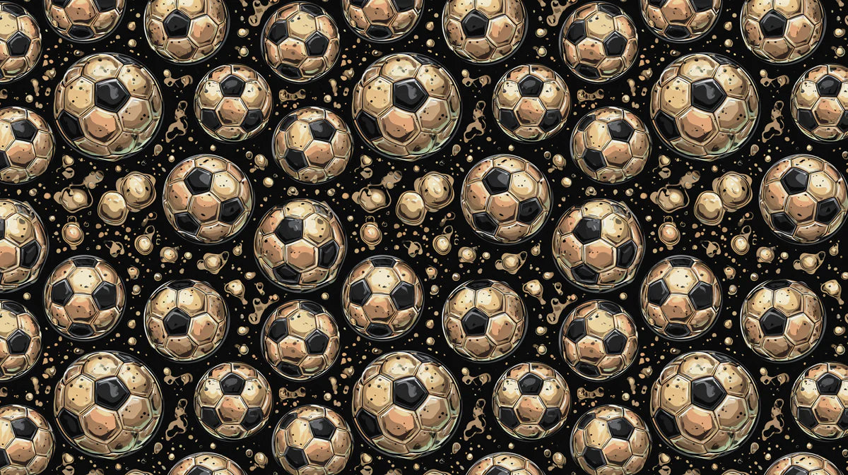 Golden Soccer Ball Repeat Mural Wallpaper — Luxurious Sports Motif Mural Wallpaper - room preview 04