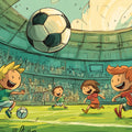 Cartoon Soccer Stadium Mural Wallpaper — Whimsical Youthful Sports Art Mural Wallpaper - room preview 04