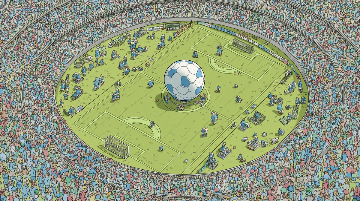 Panoramic Soccer Stadium Mural Wallpaper — Whimsical Sport Scene Mural Wallpaper - room preview 04