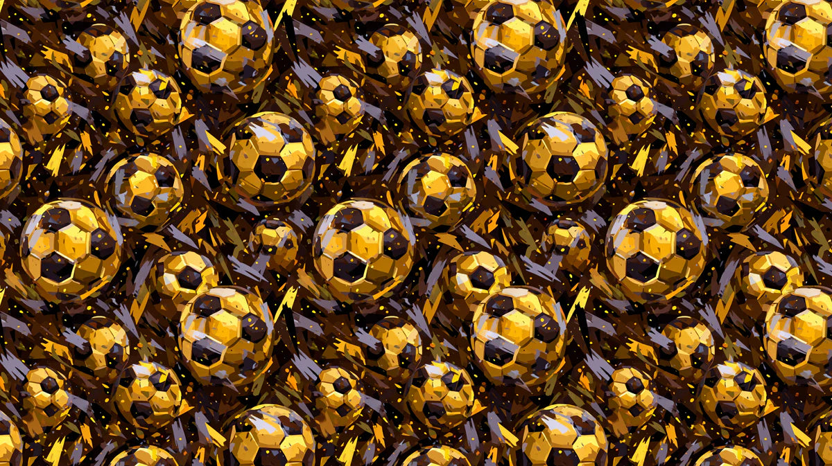 Metallic Gold Soccer Ball Mural Wallpaper — Dynamic Abstract Pattern Mural Wallpaper - room preview 04