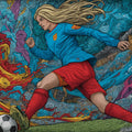 Psychedelic Soccer Action Mural Wallpaper — High-Energy Athletic Art Mural Wallpaper - room preview 04