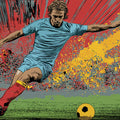 Dynamic Pop Art Soccer Kick Mural Wallpaper — Action Sports Style Mural Wallpaper - room preview 04