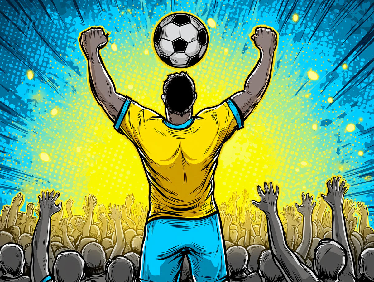 Soccer Victory Comic Mural Wallpaper — Dynamic Pop Art Graphic Mural Wallpaper - room preview 04