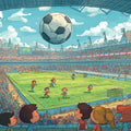 Cartoon Soccer Stadium Panorama Mural Wallpaper — Whimsical Sport Art Mural Wallpaper - room preview 04