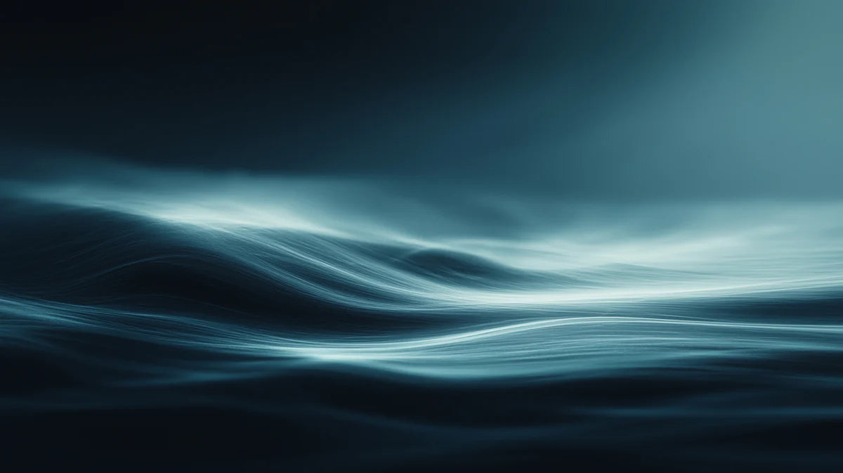 Abstract Fluid Wave Mural Wallpaper — Modern Dark Teal Seascape Mural Wallpaper - room preview 04