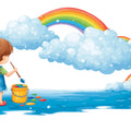 Rainbow Painter Fantasy Mural Wallpaper — Whimsical Children's Art Mural Wallpaper - room preview 04