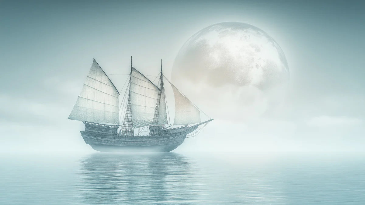 Asian Junk Ship in Mist Mural Wallpaper — Ethereal Seascape Mural Wallpaper - room preview 04