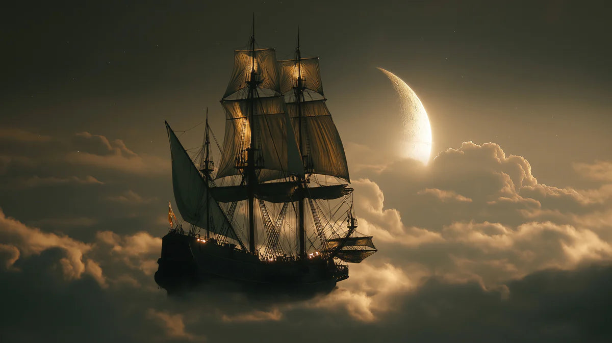 Celestial Galleon Mural Wallpaper — Fantasy Night Sky Decor Mural Wallpaper - room preview 04