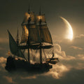 Celestial Galleon Mural Wallpaper — Fantasy Night Sky Decor Mural Wallpaper - room preview 04