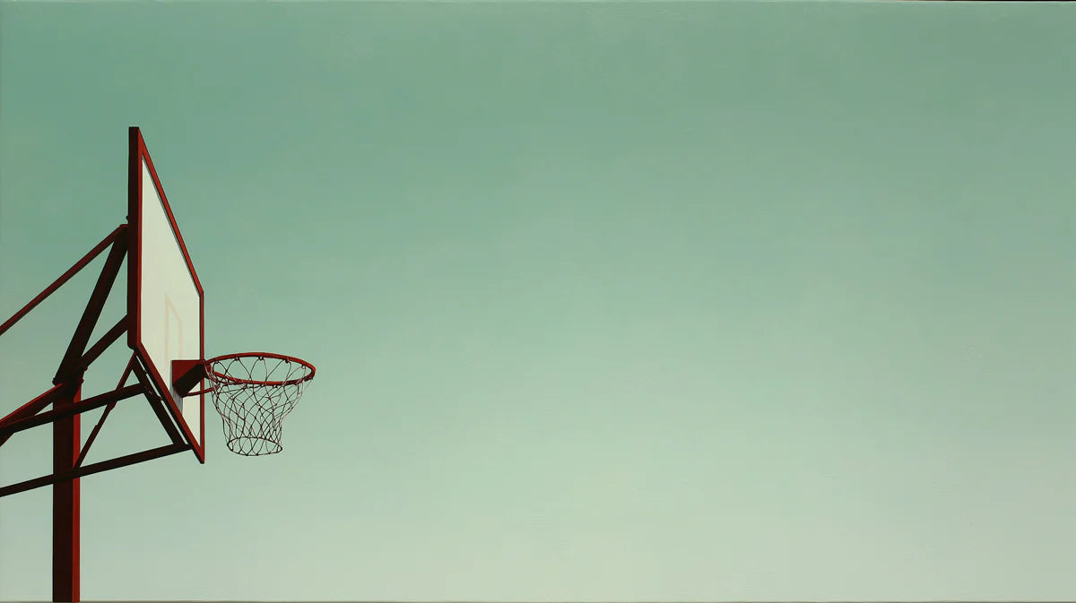 Minimalist Basketball Hoop Profile Mural Wallpaper — Modern Sport Mural Wallpaper - room preview 04