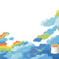 Rainbow Cloud Painter Mural Wallpaper — Whimsical Children's Art Mural Wallpaper - room preview 04