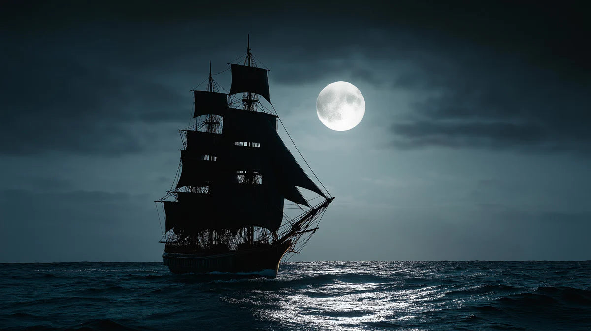Midnight Galleon Seascape Mural Wallpaper — Cinematic Night Sky Mural Wallpaper - room preview 04